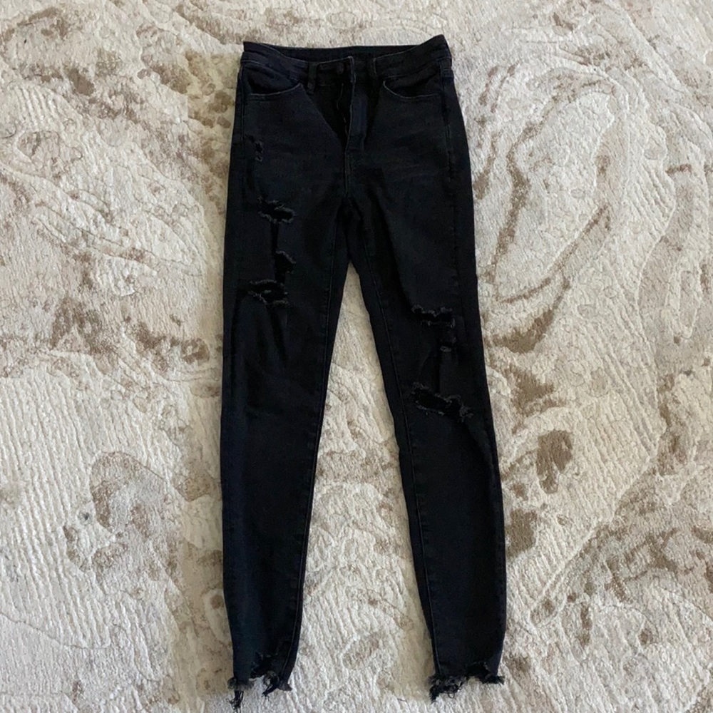 American Eagle Distressed Black Skinny Jeans